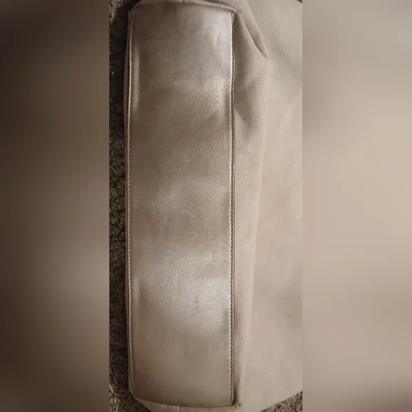 Coach Julia Perry Op Art Tote Ivory Shimmer Canvas Metallic Leather Bag EUC Rare - Picture 9 of 14